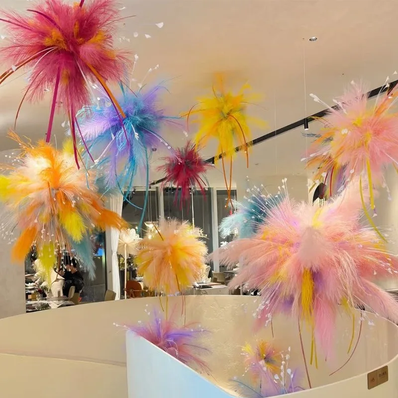 

‌Flameless Firework Colorful Feather Reed Wedding Party Decoration Fake Flower Home Event Scene Setting Sparkler Effect Ornament
