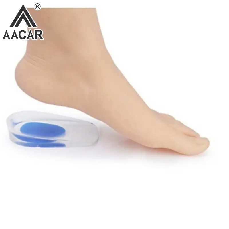 Soft Silicone Gel Palmilhas para a dor no calcanhar, Almofada do pé, Foot Massager Care, Half Heel Palmilha Pad, Altura Aumentar Pad, 1 Par