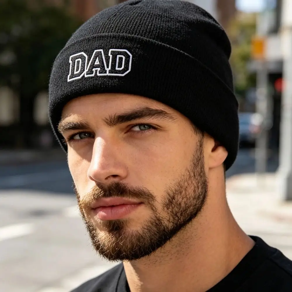 Retro DAD MAMA MINI Family Matching Cap Embroidered Winter Warm Parent-Unisex Cap Knitted Skull Cap Gifts