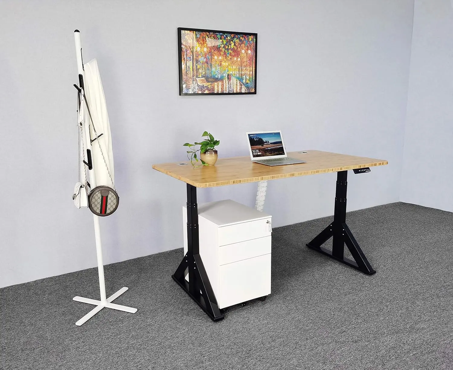 VJ205 Electric Height Adjustable Sitting Standing Desk Frame Sit Stand - Dual Motors 3 Stages Motorized Desk Base Only, Black