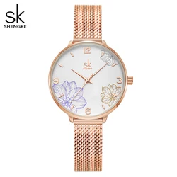 Kadınlar için Shengke SK moda saatler bayanlar lüks kuvars Relogio Feminino kadın Montre Reloj Mujer Zegarek Damski Dropshipping