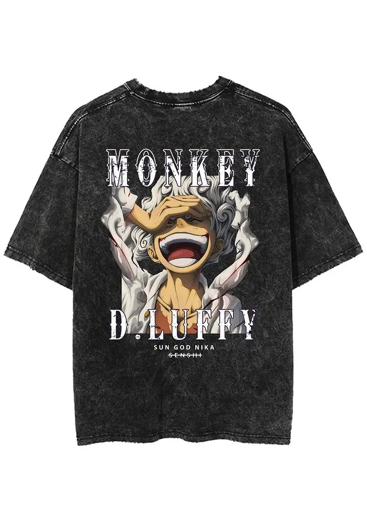 One Piece Graphic Tee Anime Vintage Washed T Shirt Männer Frauen Neue Mode 2026 Baumwolle Kurzarm Casual Tops Streetwear Cosplay