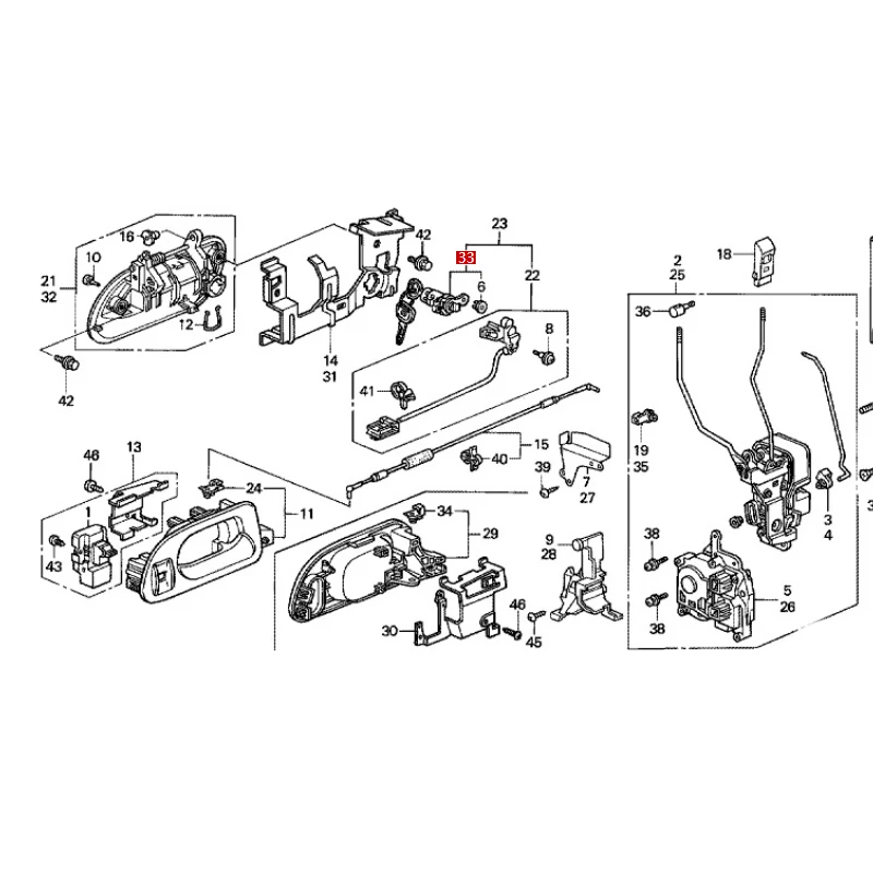 OD YS SE Y RA6 RA8 قفل الباب الأمامي مقبض خارجي قفل الباب الأمامي اسطوانة قفل الباب الأمامي اسطوانة