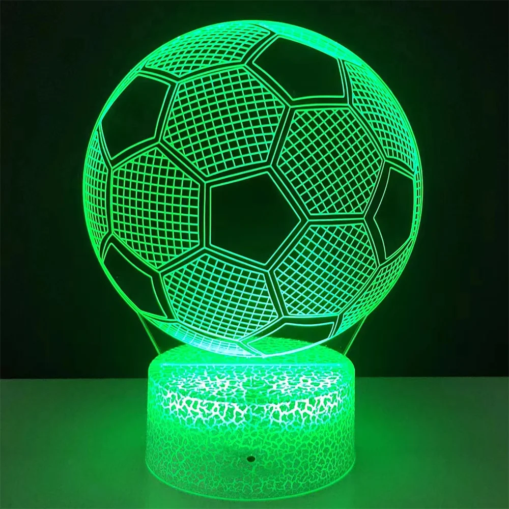 Football 3D Illusion Lamp Night Light with Remote Control 16 Colors With remote control Change Decor Birthday Christmas Gifts