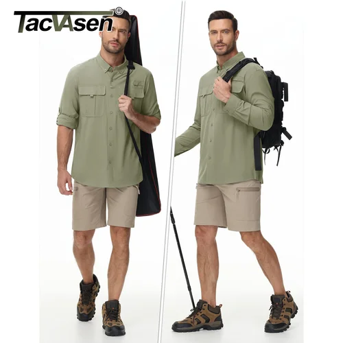 Imagen 2 del producto TACVASEN Camisas de pesca de secado rápido para hombre UPF 50+ UV bloque camisa de manga larga transpirable al aire libre senderismo camisa camisas para el sol