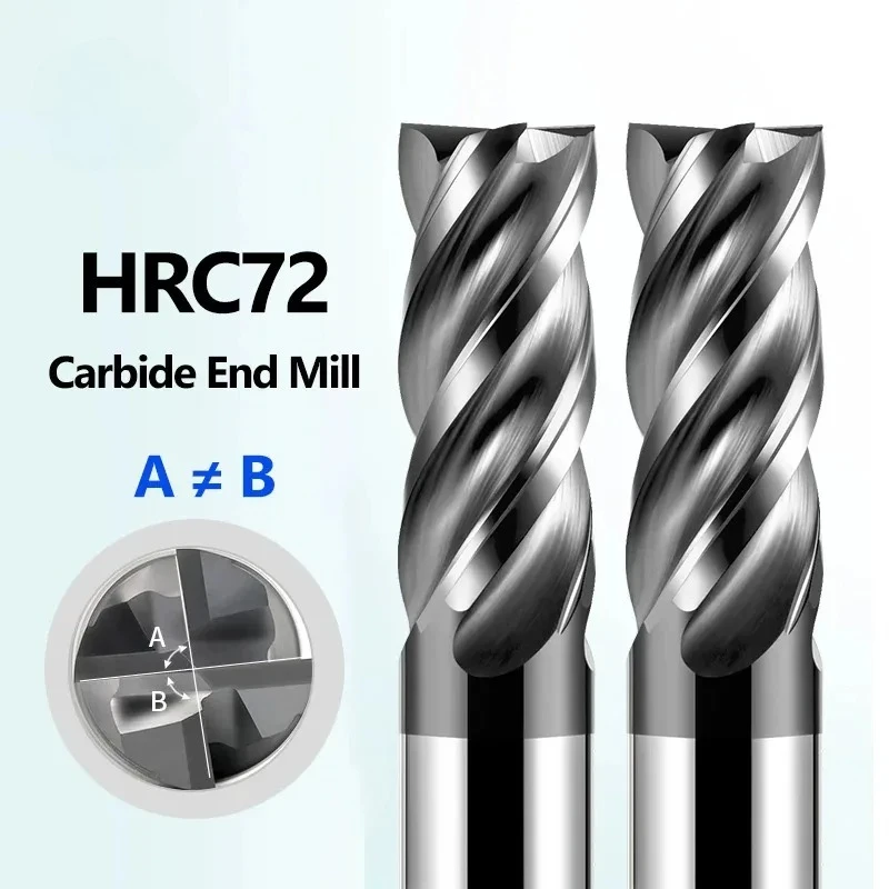 

Carbide End Mill HRC70 1 2 4 5 6 8 10 12 4Flutes Milling Cutter Tungsten Steel Cutting CNC Metal Steel Machining Tool Router Bit