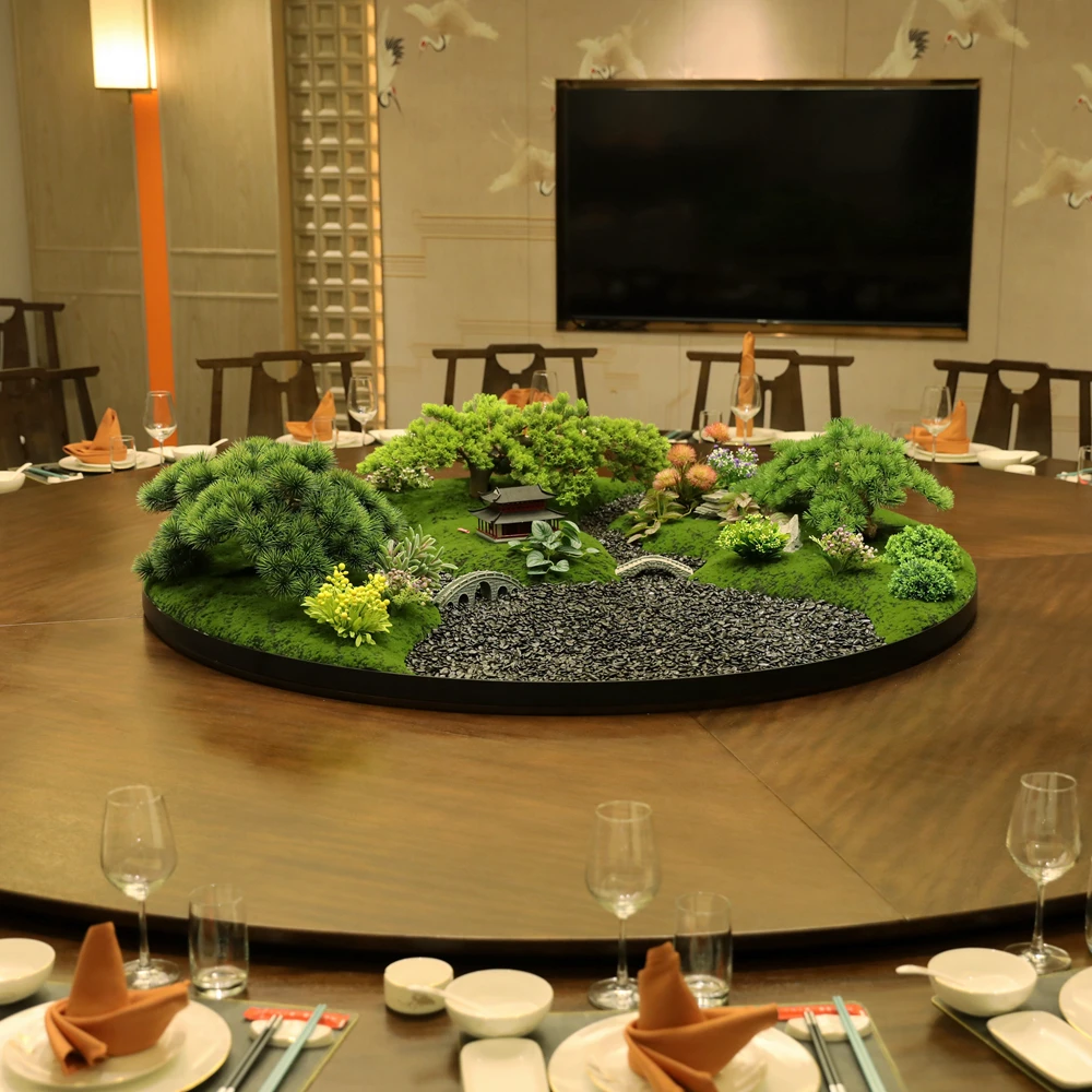 

Hotel dining table middle ornament private room large round turntable micro landscape decoration electric table flow