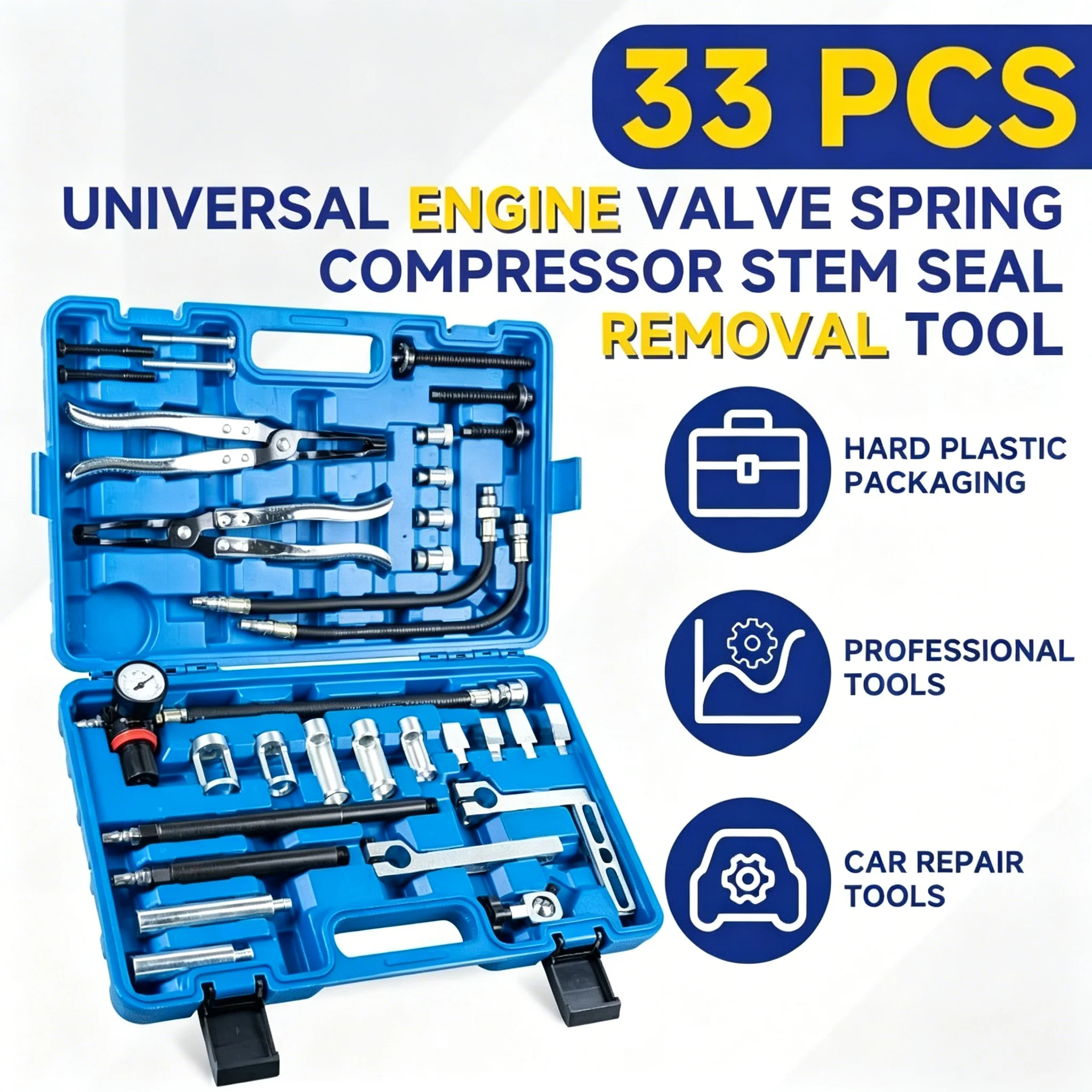 

27PCS/33pcs Engine Valve Spring Compressor Stem Seal Removal Tool Set Non-Disassembly Valve Seal Pliers Remover Automotive Tools