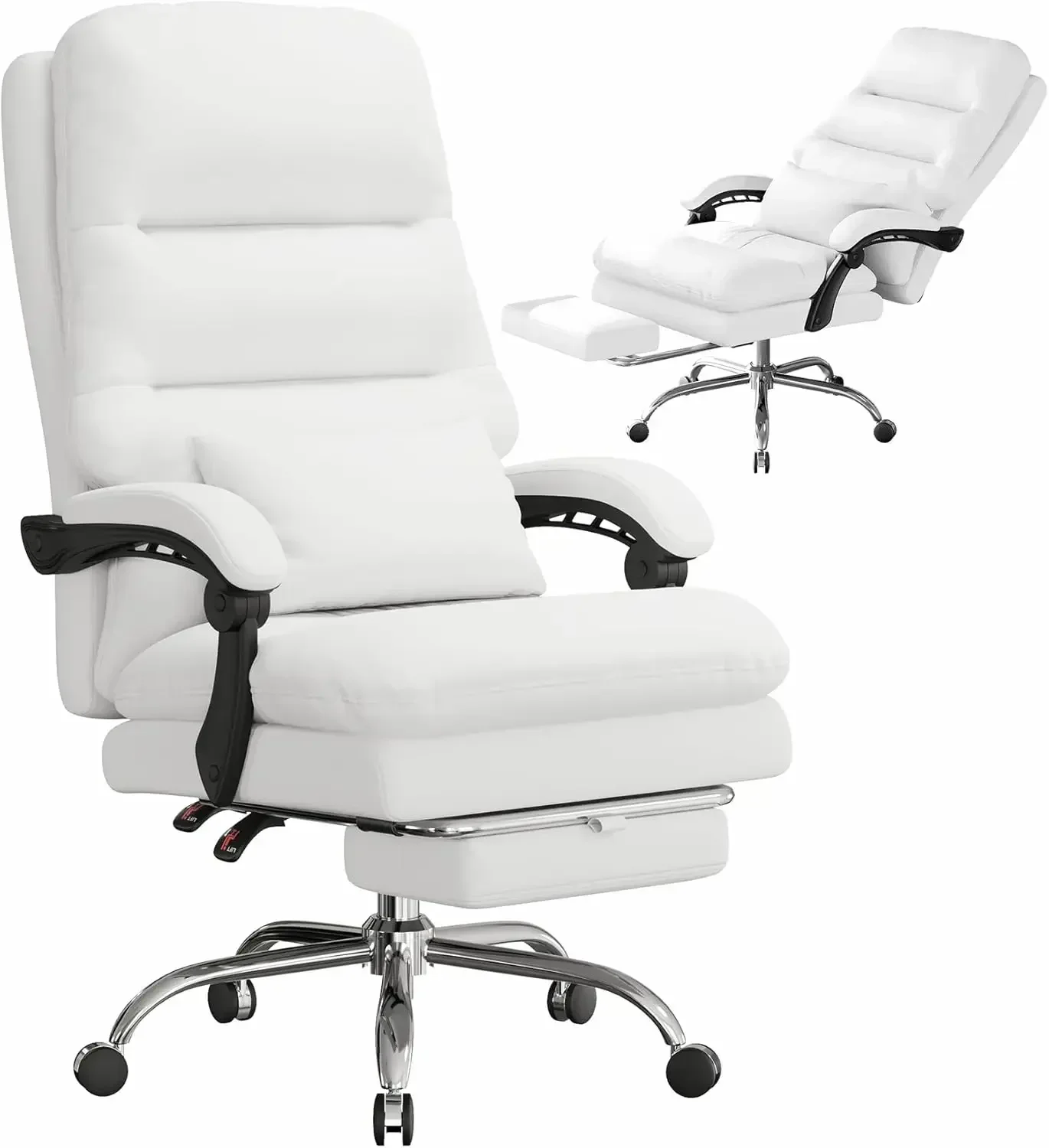 Office Chair, Big and Tall Office Desk Chair, Ergonomic Chair, Executive Office Chair Lumbar Pillow, Home (White)