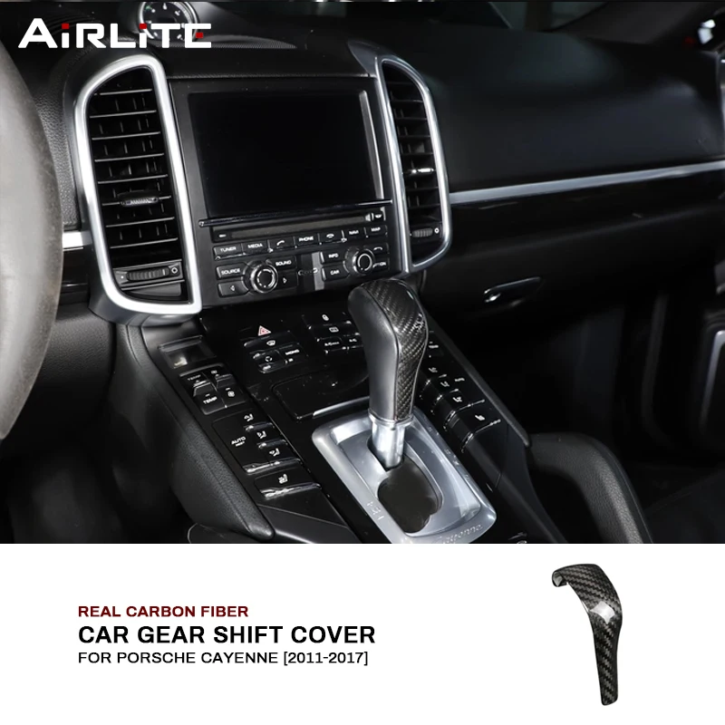 

Real Carbon Fiber For Porsche Cayenne 2011-2017 Car Central Control Gear Head Shift Knob Cover Trim Sticker Interior Accessories