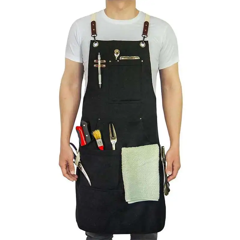 

Customizable Multi-Pocket Thick Canvas Tool Apron for BBQ Outdoor Woodworking with Logo Printing Dirty Proof Clothing Modific...