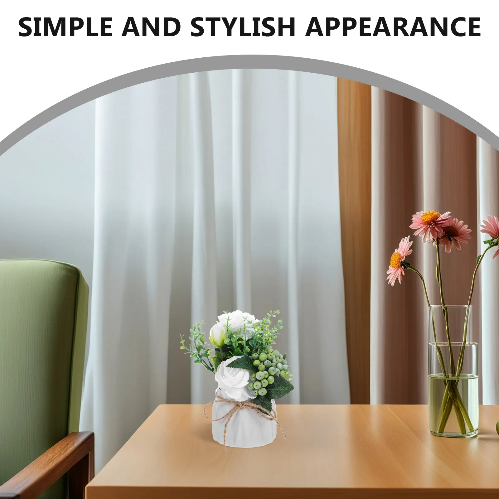 

Высокореалистичные искусственные розы в керамической вазе: имитация горшечных растений для домашнего декора, не требующие особого ухода, с реалистичным дизайном