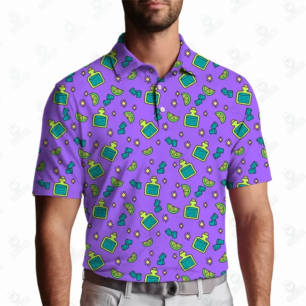 Printed Polo Shirts Custom Spandex Polyester Outdoor Casual Golf Table Tennis Feather Tennis UPF 50+ Sports Golf Polo Apparel