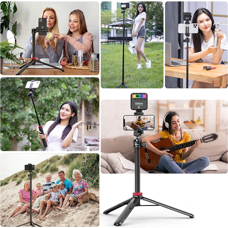 Ulanzi MT-44 57.6 Inch Extendable Livebroadcast Tripod Stand with Phone Mount Holder for DSlR SLR Camera Gopro Smartphone Vlog