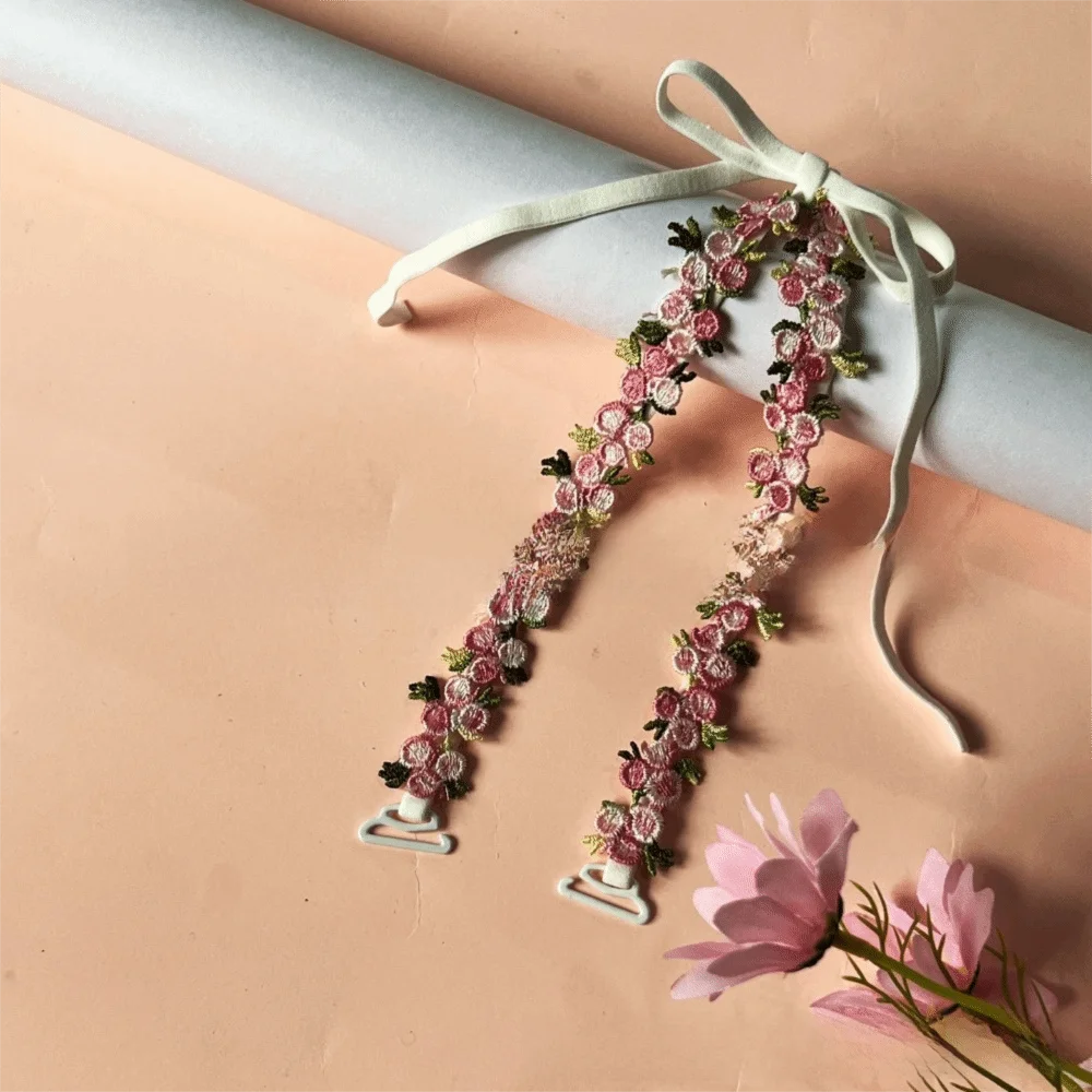 New Removable Floral Bra Straps Polyester Lace Shoulder Straps Adjustable Anti-slip Bra Straps Replacement