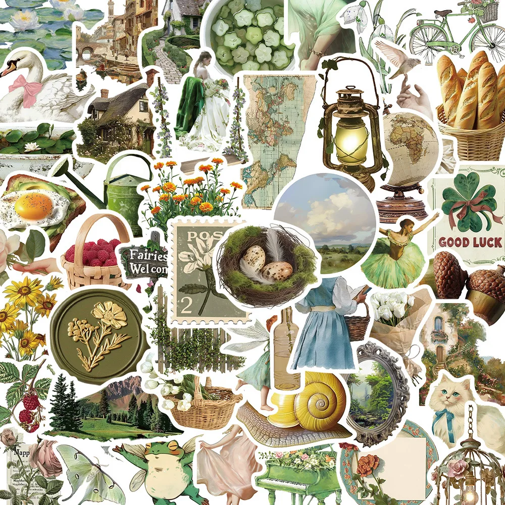 

10/50PCS INS Style American Pastoral Retro Stickers Doodle Creative Decorative Laptop Phone Case Laptop Waterproof Stickers