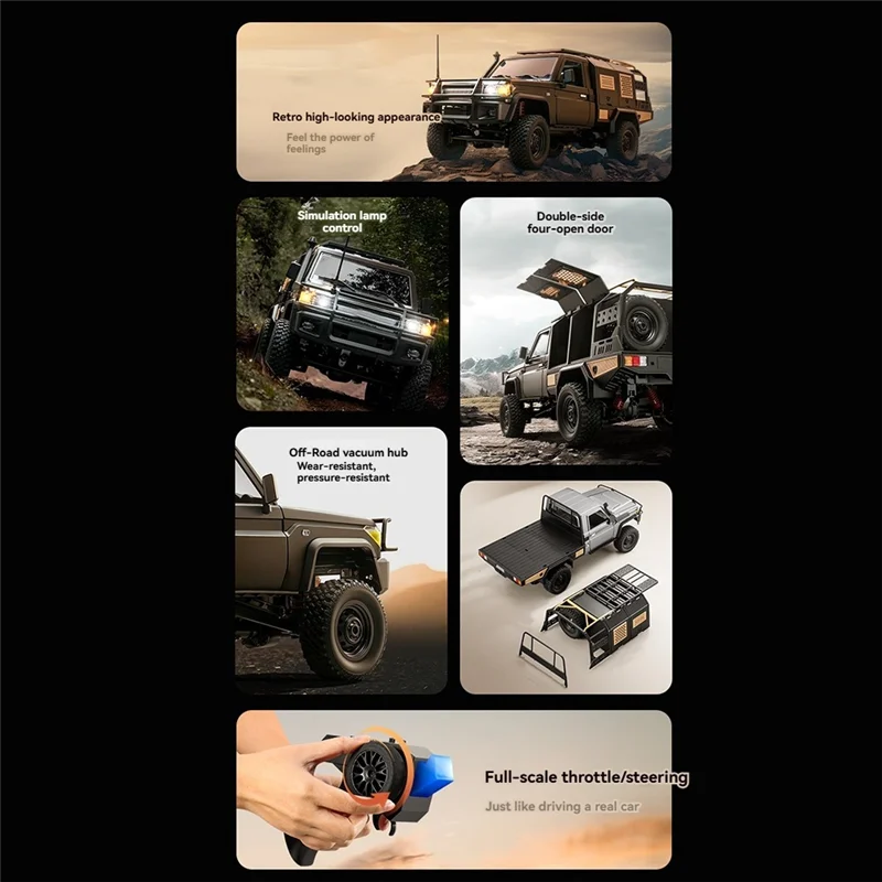A30F-2.4G captador em escala completa caminhão curto 4WD carro de escalada carro RC controle remoto para modelo MN MN82S 1:12