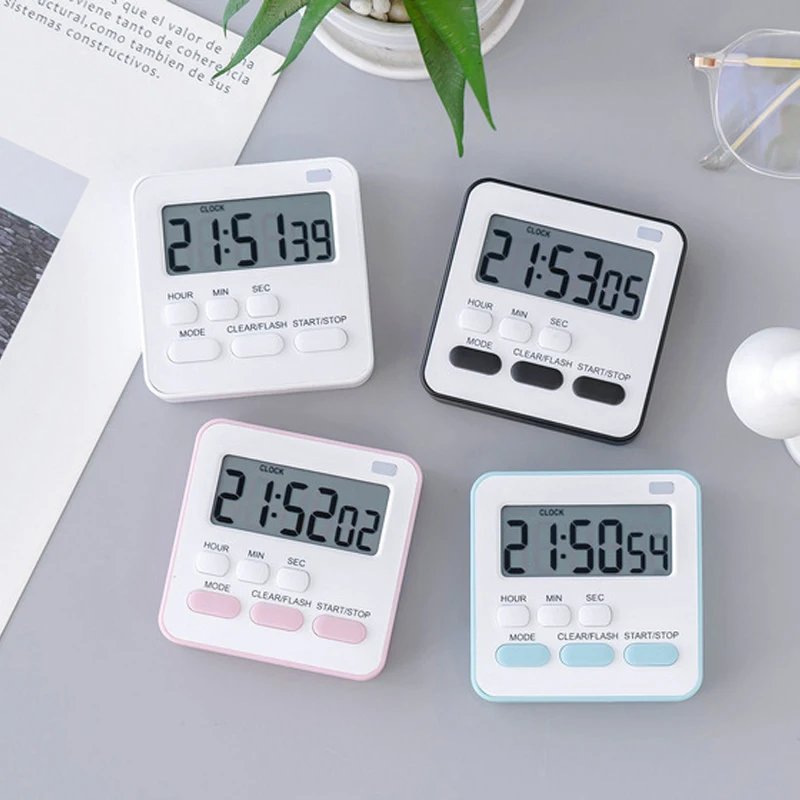 Portable Mini Digital Clock with Flashing Light Timer Cooking Kitchen Sport Study Game with Magnetic Countdown Alarm Clock