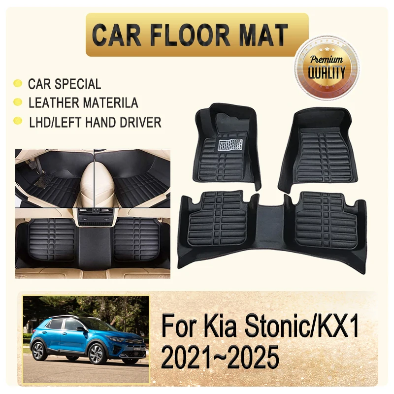 

Car Floor Mats For Kia Stonic KX1 YB CUV 2021 2022 2023 2024 2025 Leather Pads Foot Rug Left Hand Driver Covers Auto Accessories