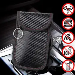 1PCS Anti-Theft Keyless Entry Car Key Cover Signal Radiation Blocking Farady Bag Car Key Wallet Portable Security Keychain