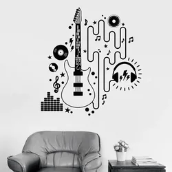 Electric Guitar Player Musician Rock Music Vinyl Wall Stickers Removable Decals for Teens Room Wallpaper Interior Murals 3204