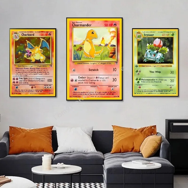 Pokemon Basis Set 1996 Jaar Engels Kaarten Shining Canvas Painting Poster Print Watercolor Wall Art Picture Home Decor Gifts