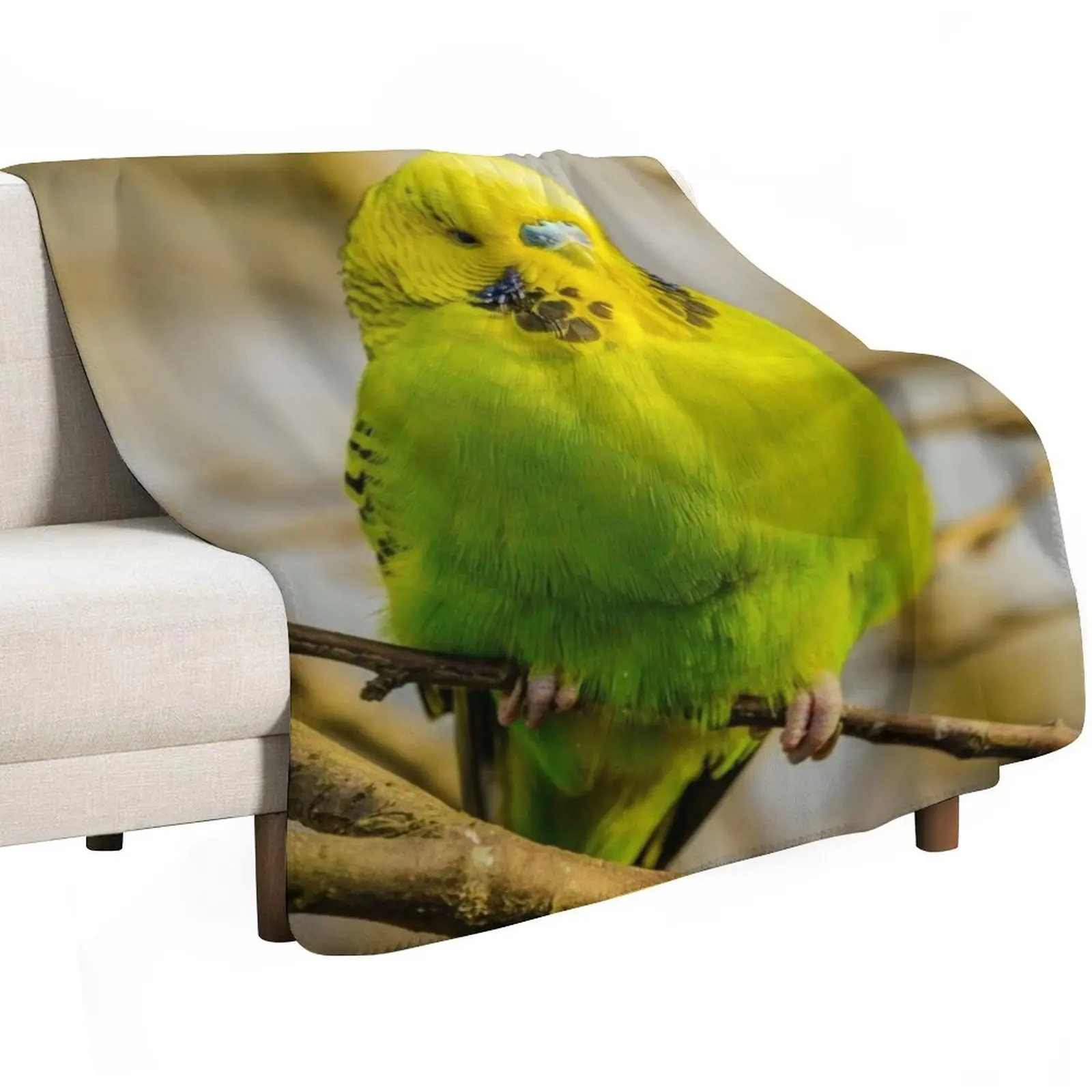 Green Budgie Parakeet Throw Blanket Luxury Brand sofa bed Polar Sofas Stuffeds christmas gifts Blankets