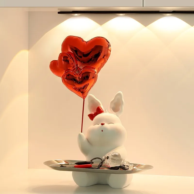 

Cute rabbit ornament, entrance tray key storage, living room desktop home soft decoration, gift Christmas