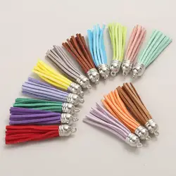 20Pcs Charm Colorful Leather Tassel Pendants For Jewelry Making DIY Handmade Keychain Keyring Phone Chain Straps Accessories