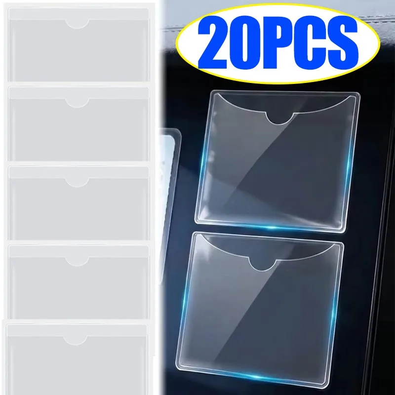 Soporte Autoadhesivo para Boletos de Coche, Funda Transparente de PVC para Permiso de Estacionamiento, Bolsa para Disco de Impuestos, Organizador de Tarjetas y Accesorios