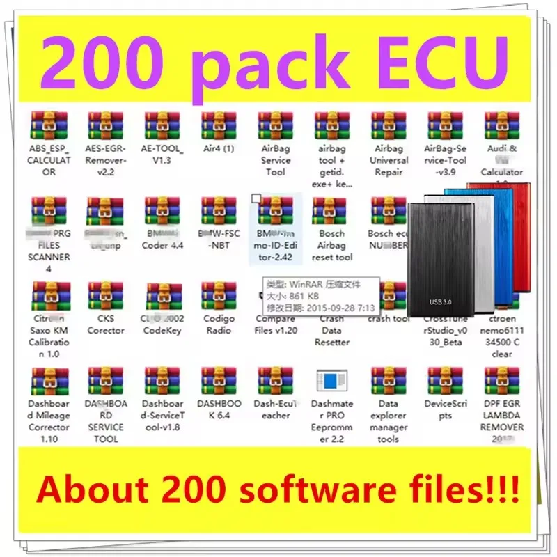 Hot ! 200 Pack ECU Tuning Softwares 200 in 1 MEGA Pack Chip Tuning Ecu software Egr Remover Dpf Remover Adblue Remover And More