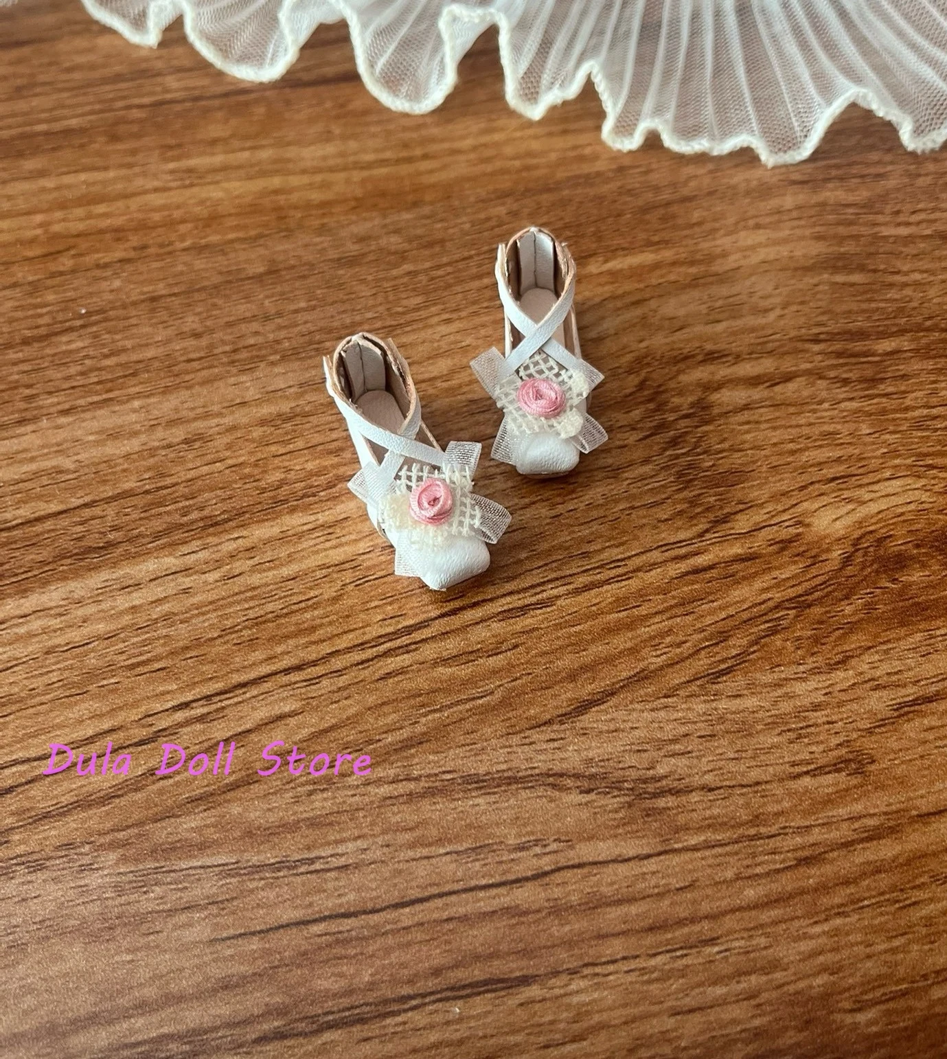 

2026 Dula Doll Handmade vintage flat head flower doll small leather shoes for Blythe Landoudou Landazz ob24 ob22 Dolls