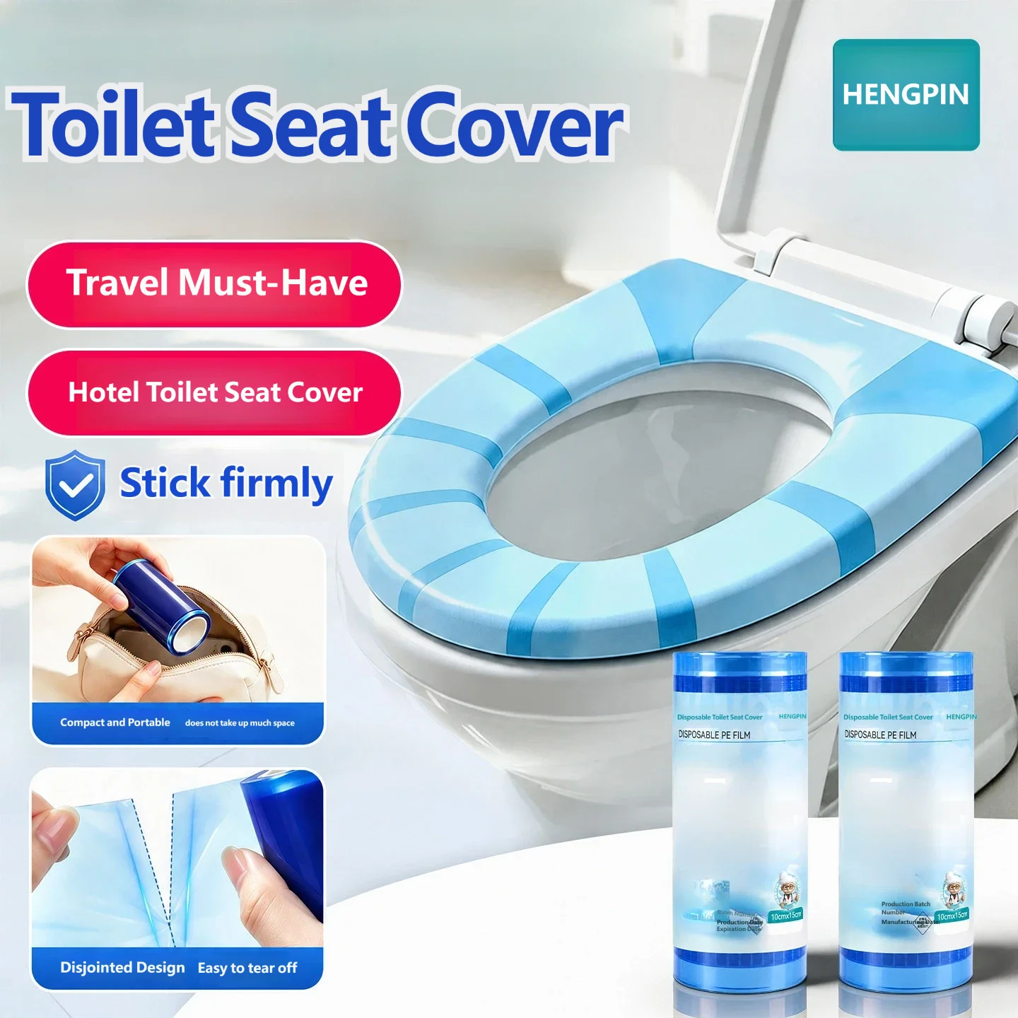 Disposable Toilet Seat Cover Portable PE Travel Toilet Seat Mat Waterproof Sticky Design For Hotel Camping Public Restroom