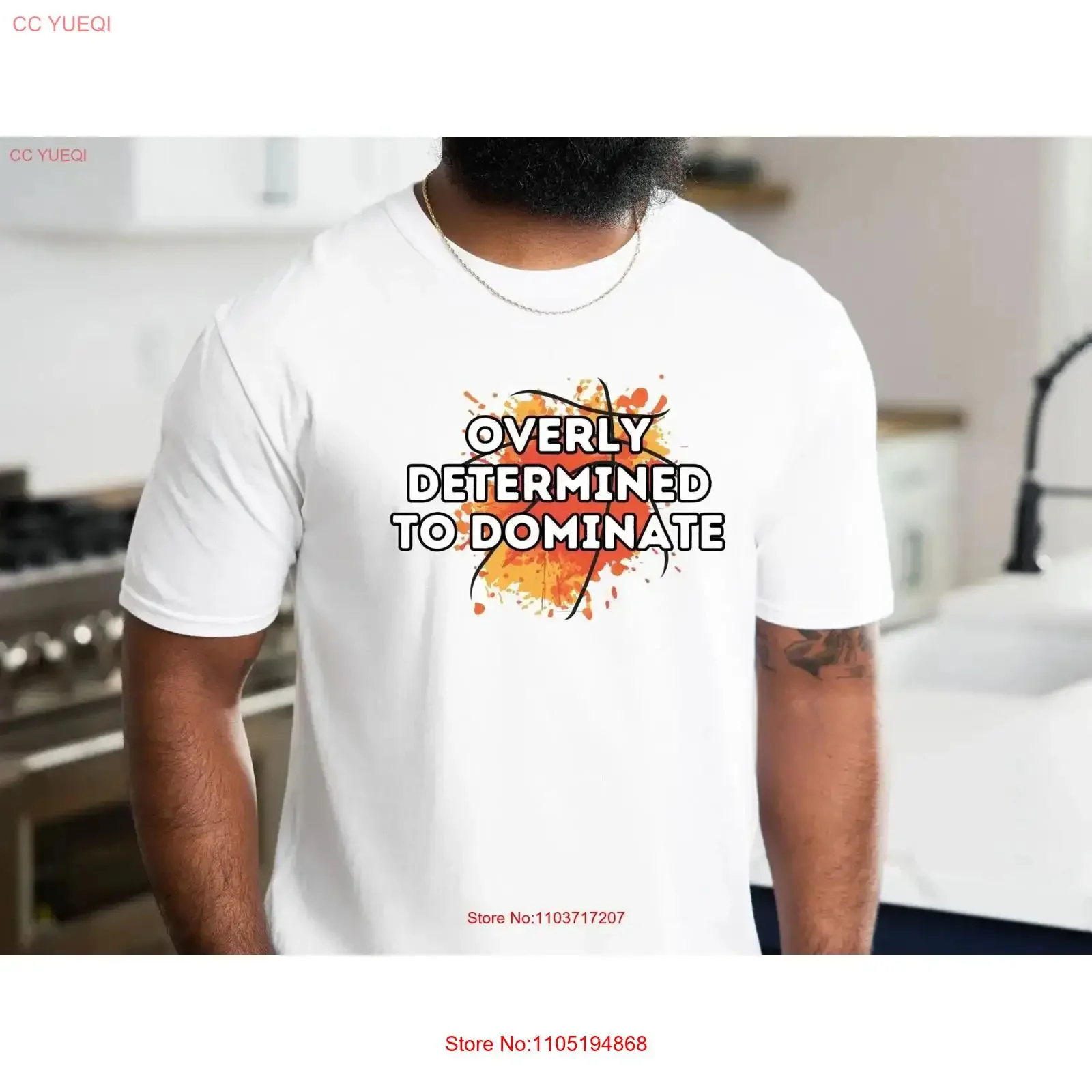 Overly Determined To Dominate T Shirt mens basketball motivational saying active wear tee Bball Boys vintage Washed Breathable