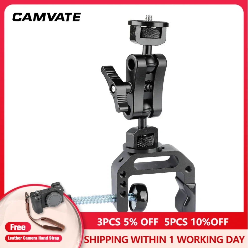 CAMVATE C-Clamp + 360° Swivel Ball Head Extension Arm With Dual-end 1/4