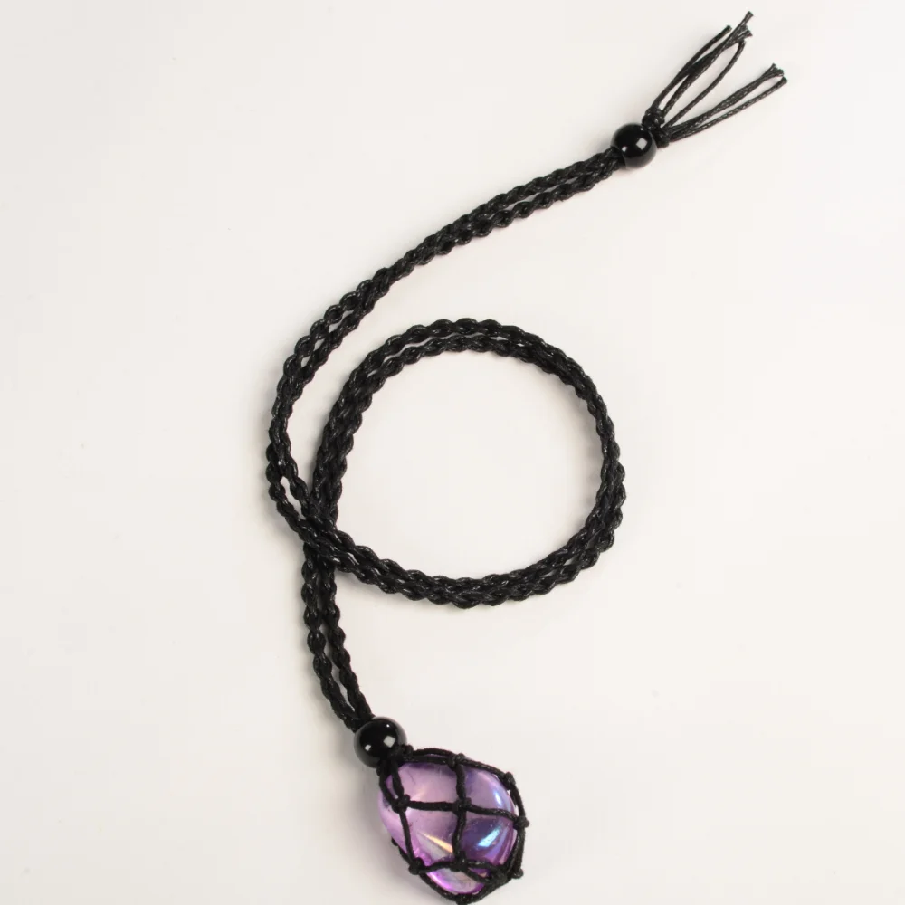 12 PCS Crystal Cage Necklace Holder Necklace Cord Empty Stone Holder Replacement Hand-Woven Necklace Cord with Adjustable Length