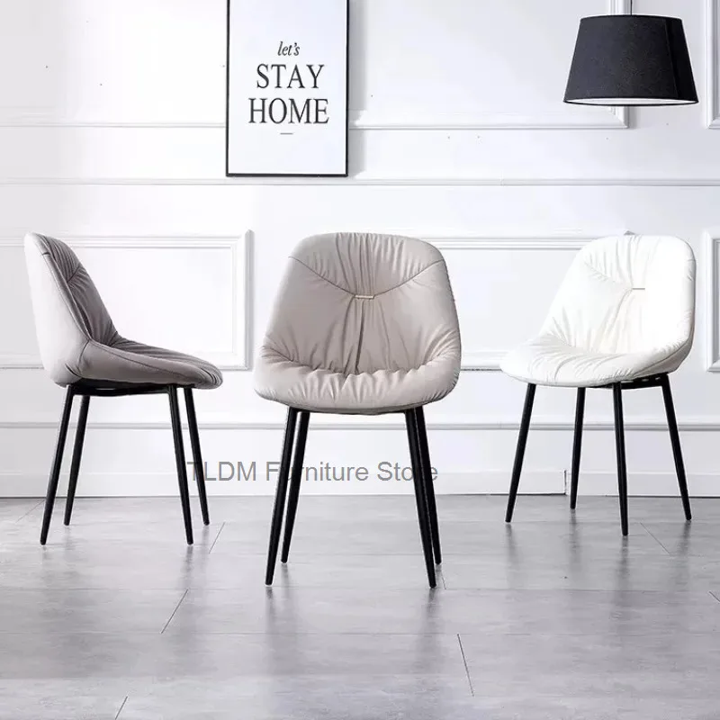 2Pcs/Set Nordic Padded Upholstered Dining Chair, Stitched Contoured Curved Backrest Armless Soft Leisure Side Stool for Kitchen