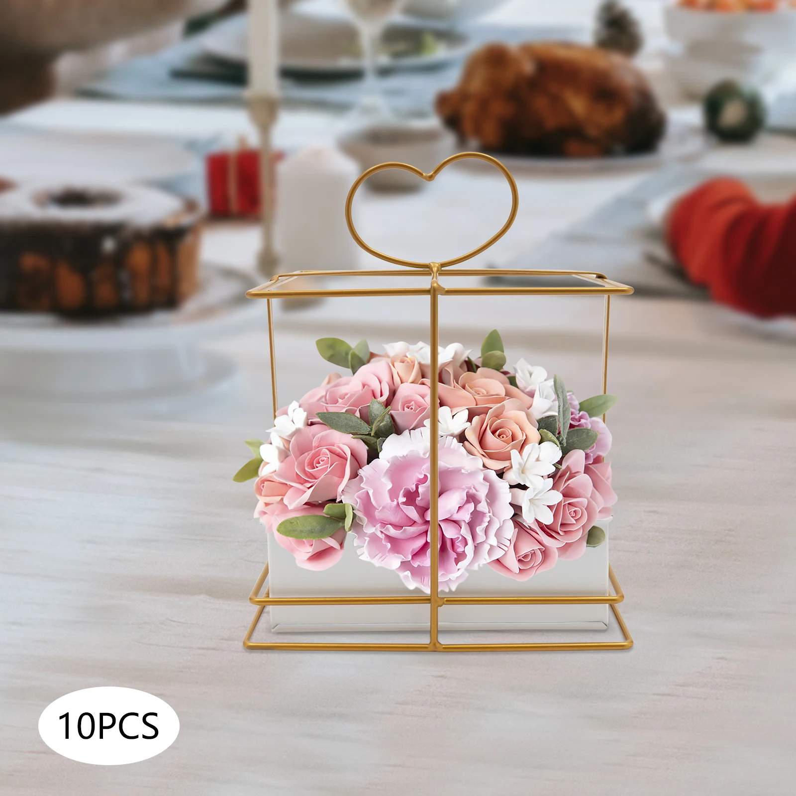 

10 Pcs Gold Metal Geometric 31.5in Tall Centerpiece Vases, Wedding & Banquet Decor, Flower Stands for Party Table Arrangements