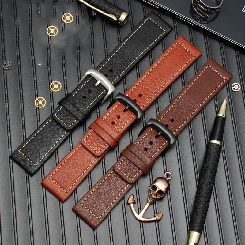 Genuine Leather Watch Band for Citizen Sao Orange Bm8475 Eco-Drive Ca0695 0690 series Watch Strap accessory 22mm