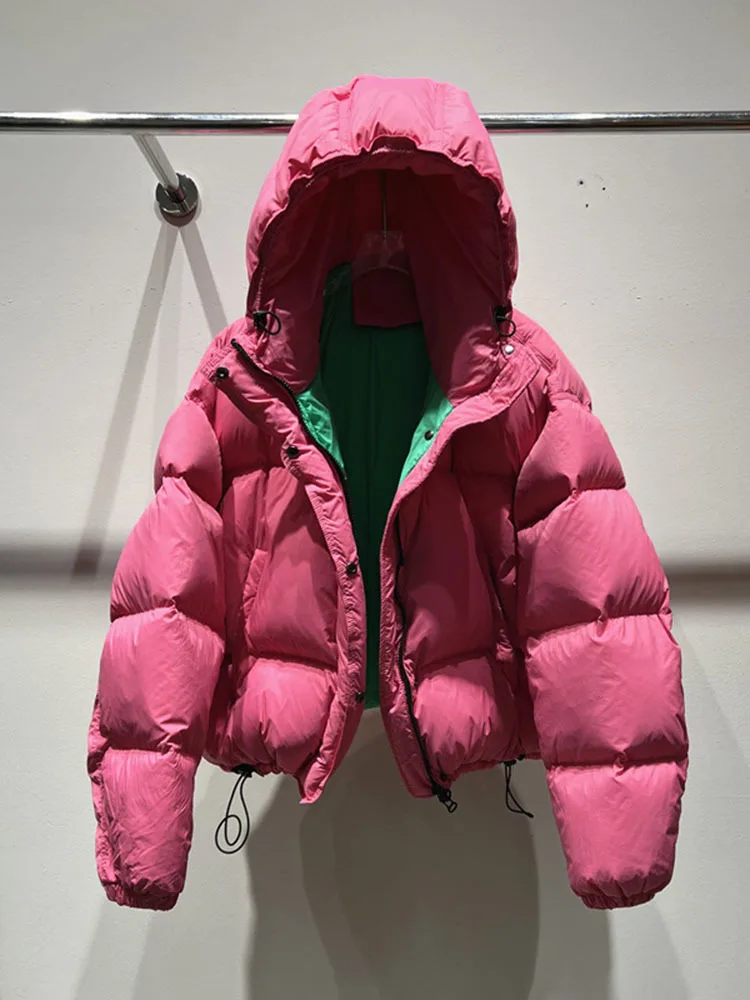 Damen Daunenmäntel, leichte Steppjacke, Stehkragen, Reißverschluss, Pufferjacken, Mantel, Y2K-Kleidung, Winter, warm, braun, Oberbekleidung 2024