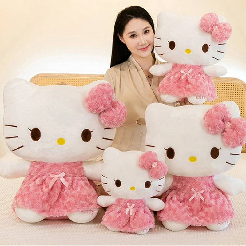 Mainan boneka Hello Kitty Kawaii 60cm, boneka lembut Anime kartun mawar ukuran besar, bantal hadiah ulang tahun anak Anime