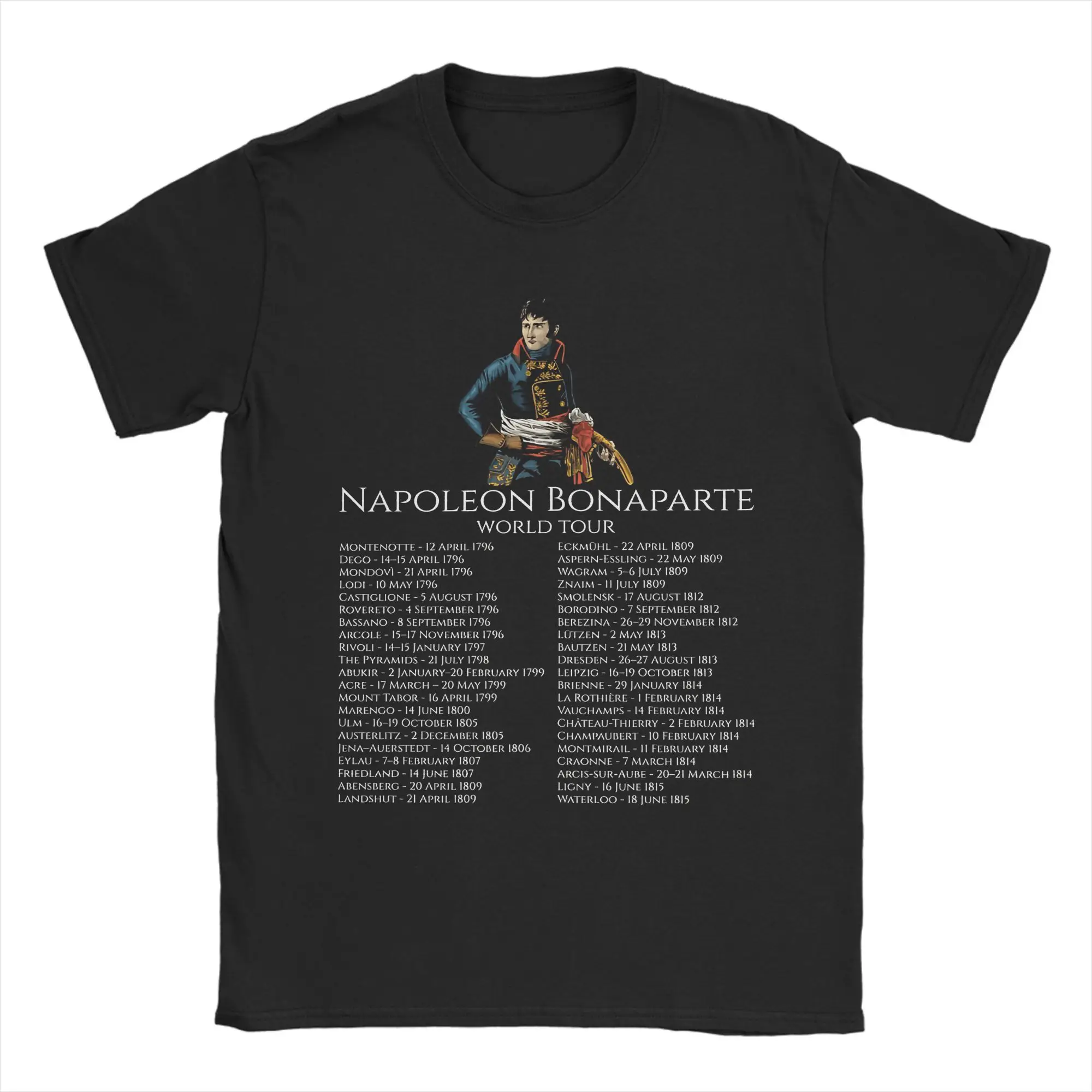 Camisetas con historia de la gira mundial de Napoleón Bonaparte para hombre, camisetas 100% de algodón, camisetas de manga corta con cuello redondo a la moda, camiseta de verano