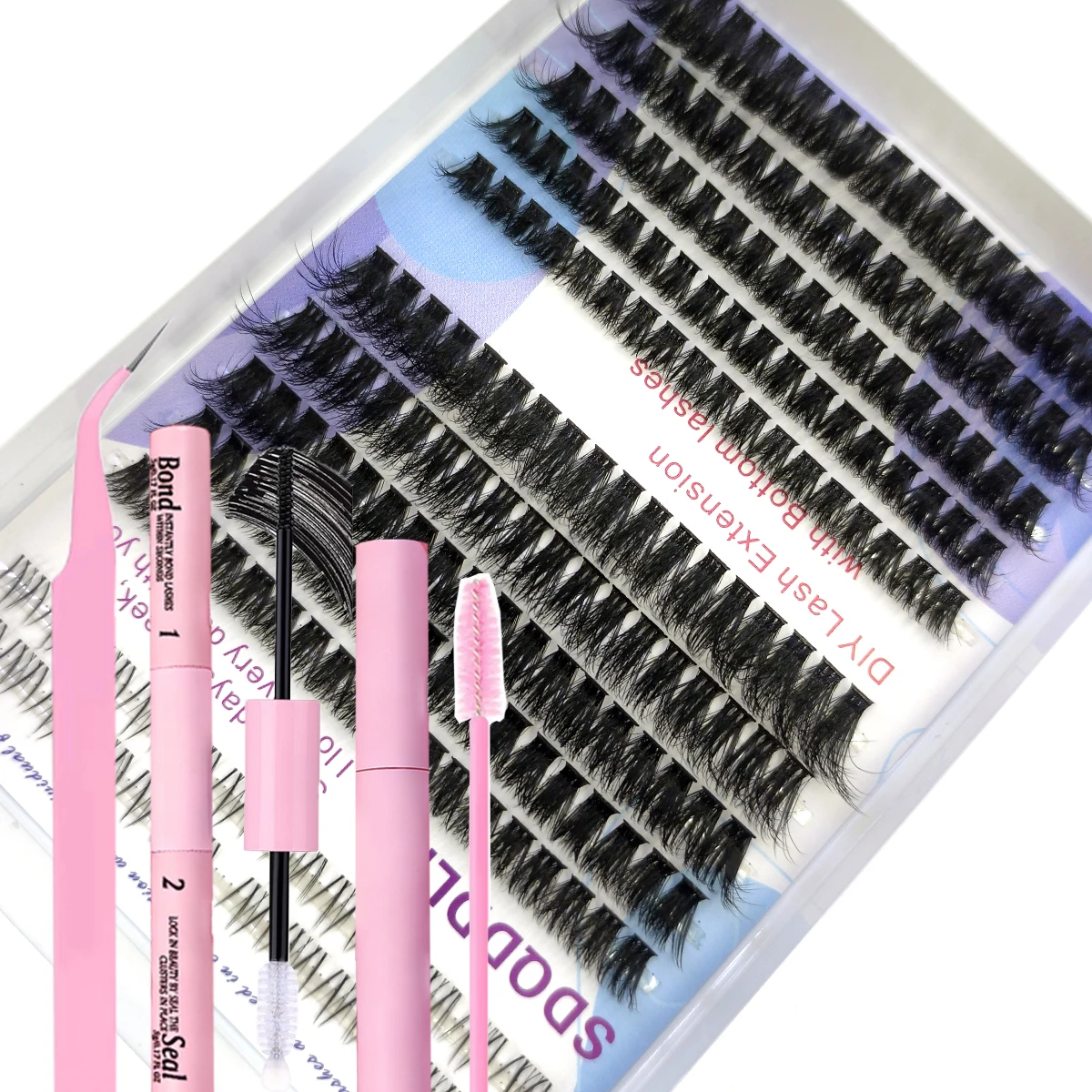 60-reihiges DIY-Wimpernverlängerungs-Set, Cluster, individuelles Wimpern-Set, Mix-Stile, 10–18 mm, mit Bindung und Dichtung, Augen-Make-up-Werkzeug – Detail 33