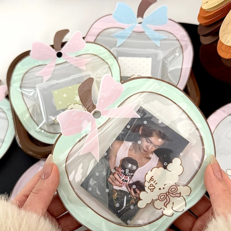 New Ins Novelty Apple Shape Zipper Photocard Cover Case Aesthetic Photo Card Holder Gift Supplies Cute Candy Packaging Bags