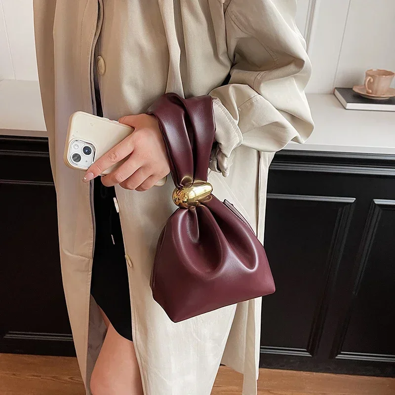 Trendy Y2k PU Leather Evening Clutch Purses Women Crescent Shoulder Bag Satchels Crossbody Purse Top-handle Tote Handbag Party