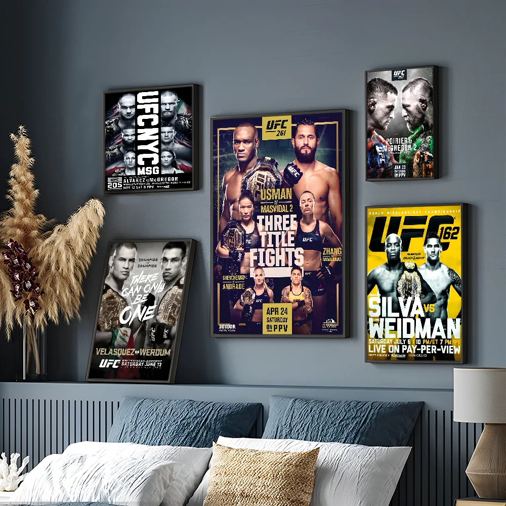 U-Ultimate Fighting Championship UFC Self-adhesive Art Poster Waterproof Paper Sticker Coffee House Bar Posters Wall Stickers