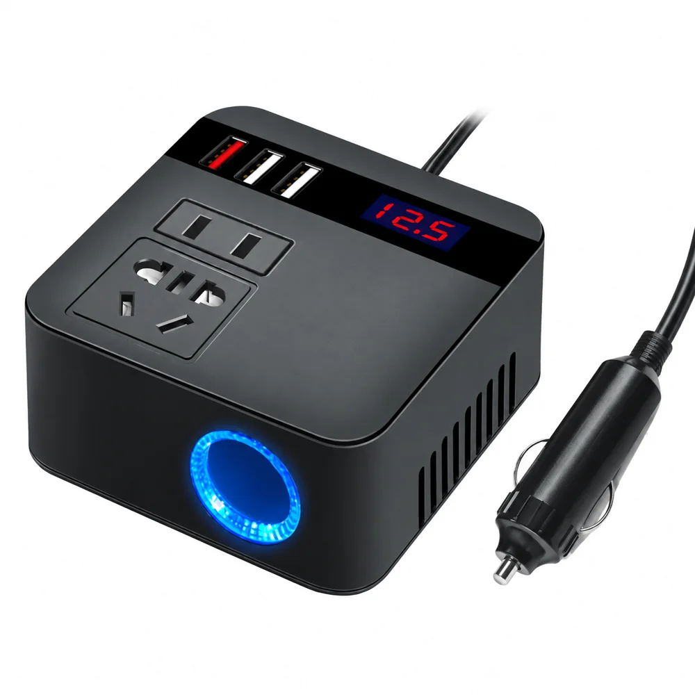 HTMCK Car Inverter DC LED Display Sockets Power Inverter Adapters Fast Charging Automobiles Inverters