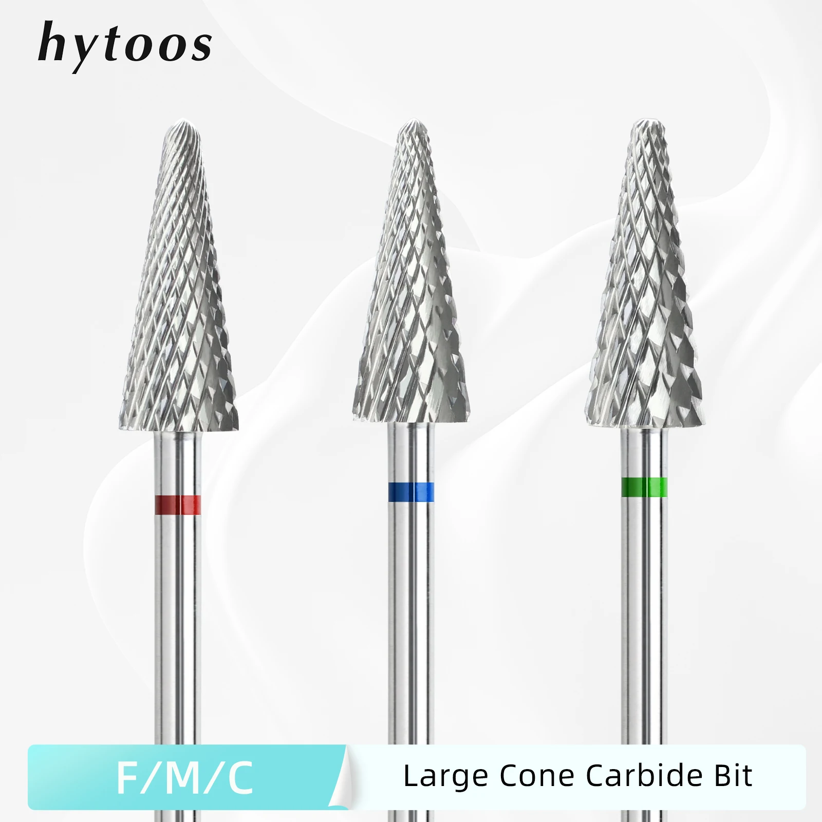 HYTOOS Cone Shape Nail Drill Bit Carbide 3/32" Milling Cutter For Manicure Rotary Burr Electric Drill Accessories Tool