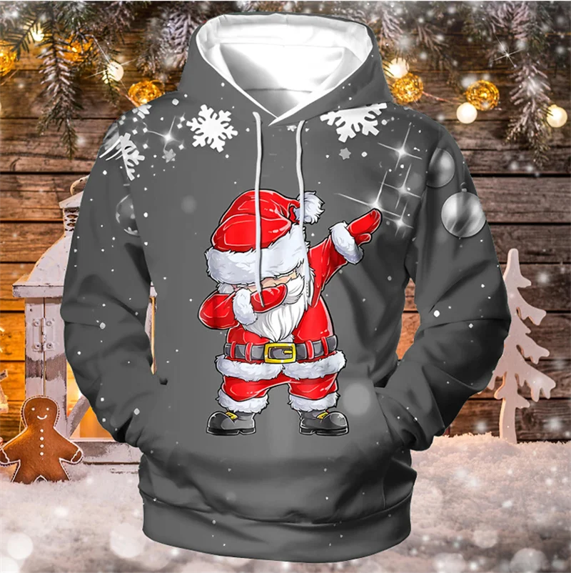 Cartoon Santa Claus Pattern Hoodies Fashion Trend Long Sleeve Hip Hop 3D Printed Couple Hoodie Mens Womens Street Loose Pullover