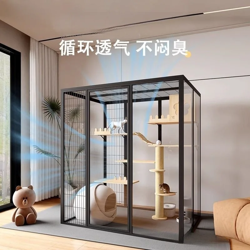 

Панорамная вилла для кошек, кошачий домик, домашняя клетка для кошек, вилла из цельного дерева, большой внутренний шкаф, роскошное стекло